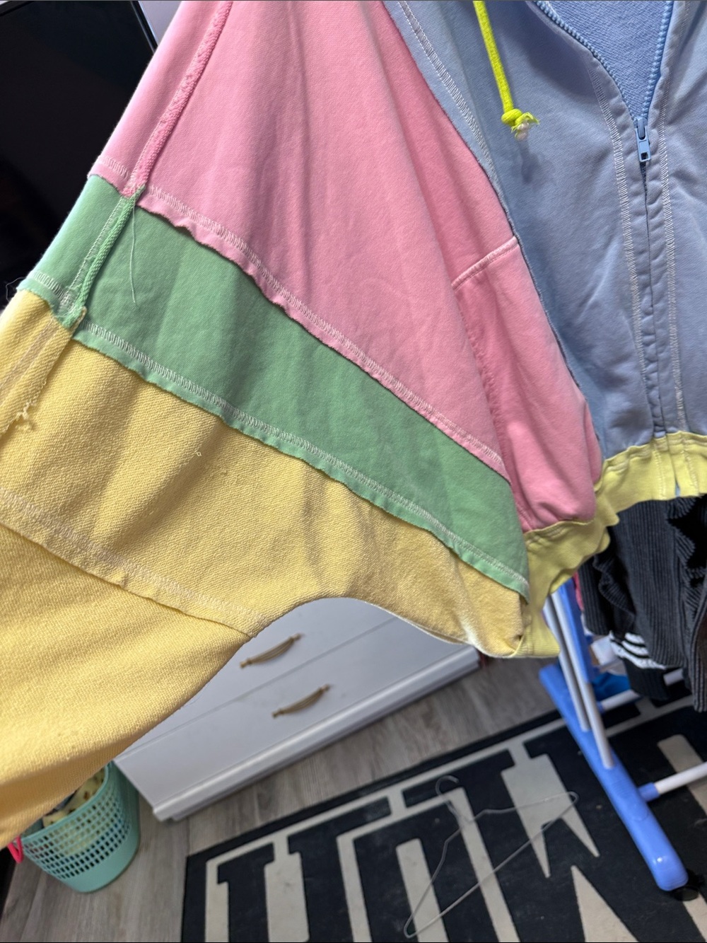 BiBi Pastel Panel Zip Hoodie in Pink, Light Blue, Mint & Yellow